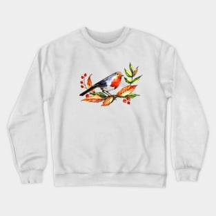 Bright watercolor Christmas bird Crewneck Sweatshirt